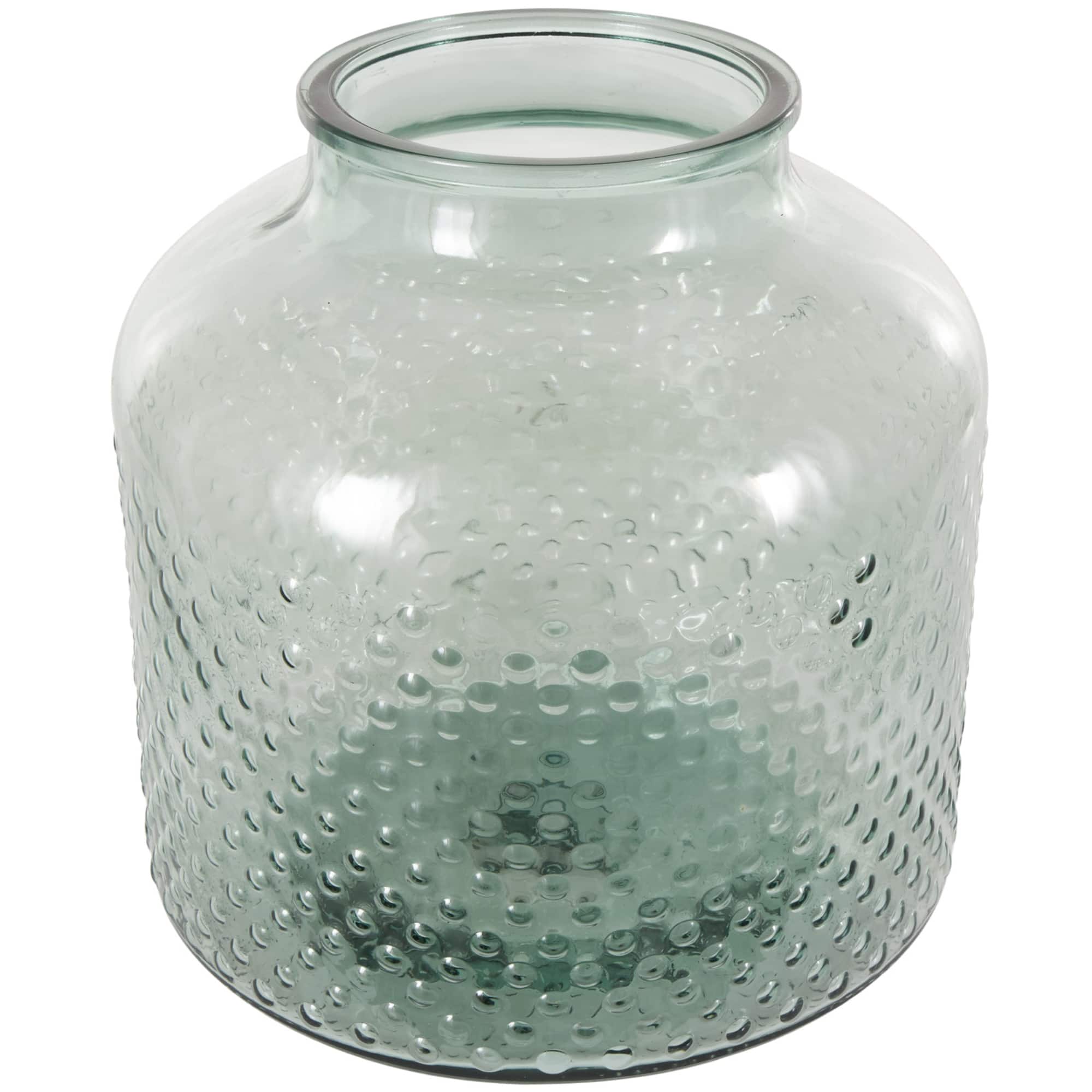 12.25" Green Spotted Glass Jar Vase